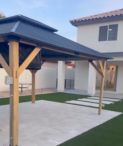 Travertine Patio · Pergola after